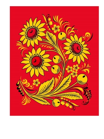 传统 欧式俄式 花卉图案背景贴图 红底黄花大朵