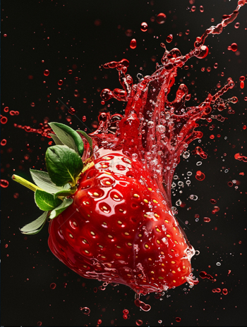 水滴飞溅美味草莓图片