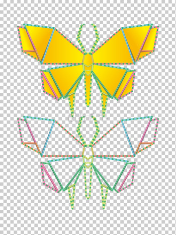 创意折纸彩色动物蝴蝶霓虹灯招牌矢量图