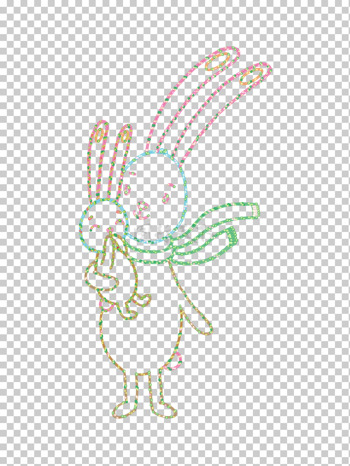 手绘卡通动物兔妈妈抱小兔霓虹灯招牌矢量图插画素材