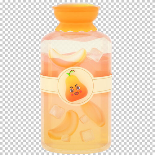 3D立体卡通水果饮料玻璃瓶雪梨果汁