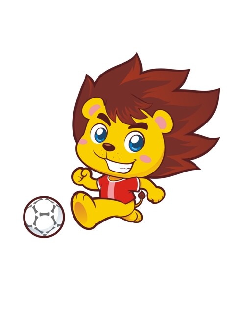 卡通可爱小狮子踢足球