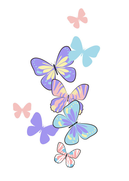 彩色蝴蝶印花图案素材元素