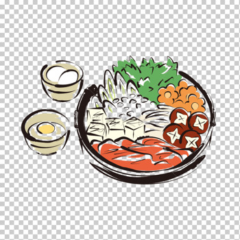 手绘镂空肥牛豆腐香菇胡萝卜素菜火锅调料碗免抠美食