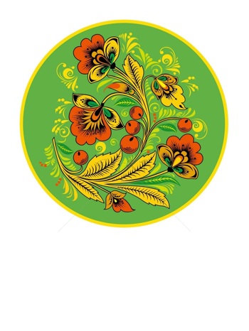 传统 欧式俄式 圆形花卉图案背景贴图 绿底红花加果