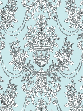 传统 欧式俄式花卉底图底纹  图案背景贴图 蓝灰底吊灯纹