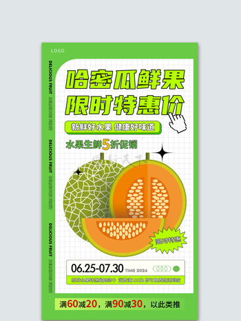 香甜美味哈密瓜水果促销宣传海报