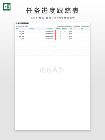 任务进度跟踪表