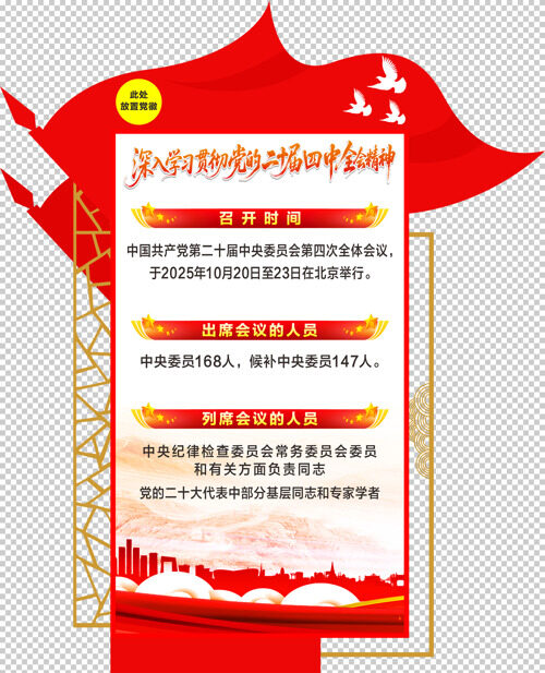 红色主题二十届四中全会召开时间出席人员文化墙